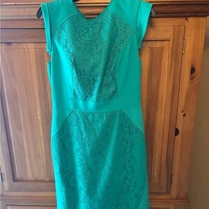 Teal Lace-Panel Sheath Dress - Women